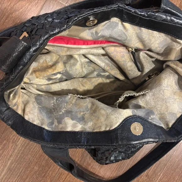 Elliott Lucca Woven Leather Handbag Hobos
